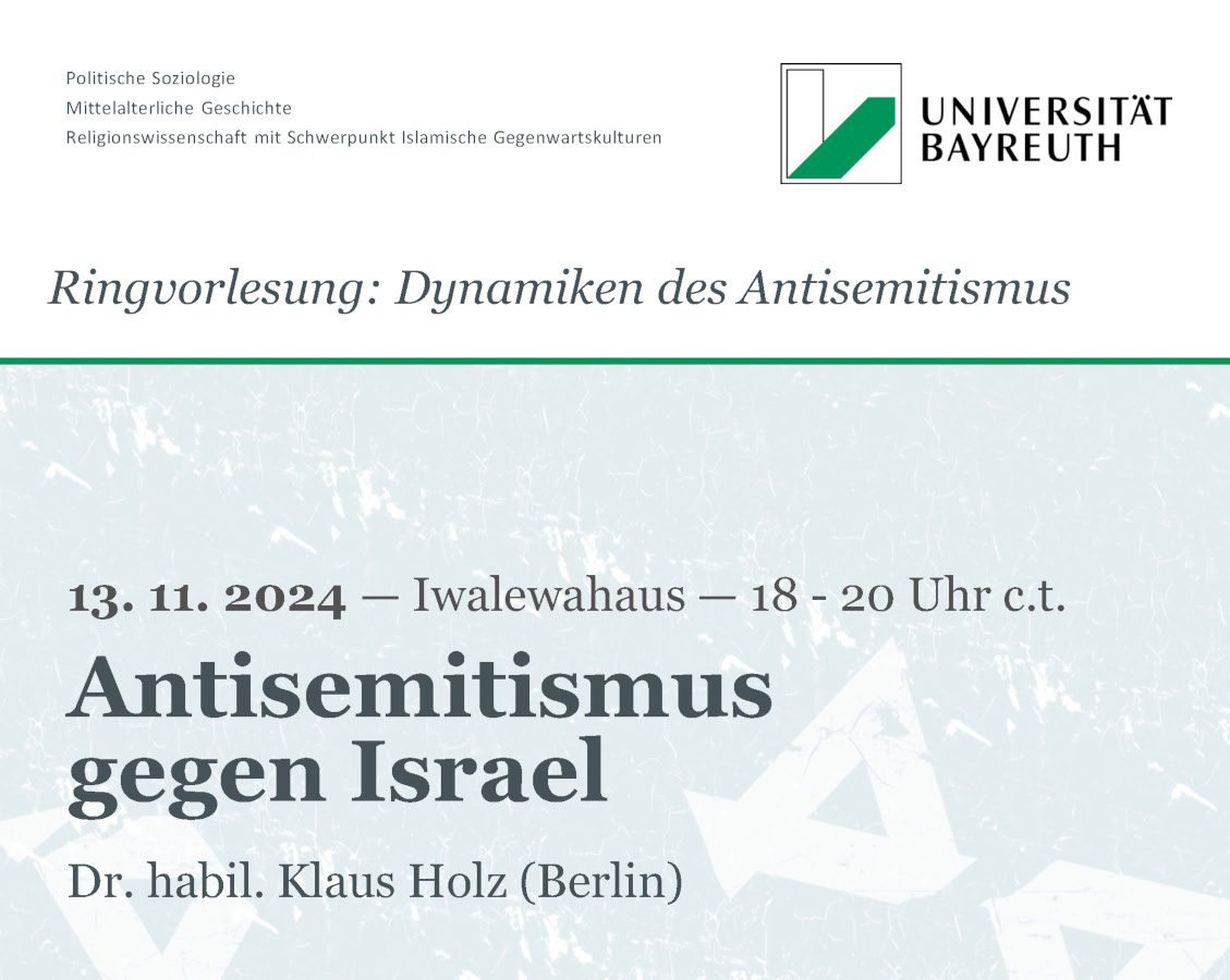 Plakat Ringvorlesung - Vortrag "Antisemitismus gegen Israel"