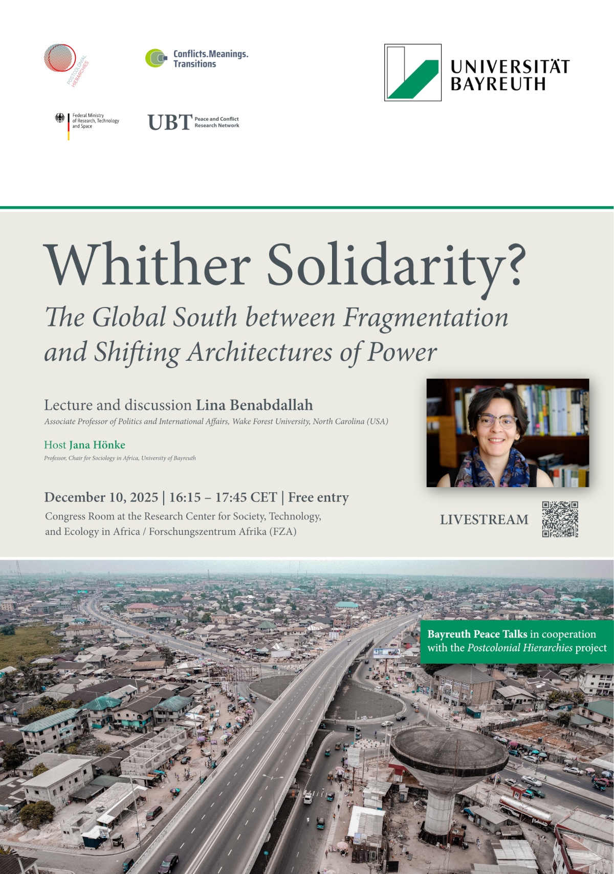 Poster for the Bayreuth Peace Talk with Lina Benabdallah