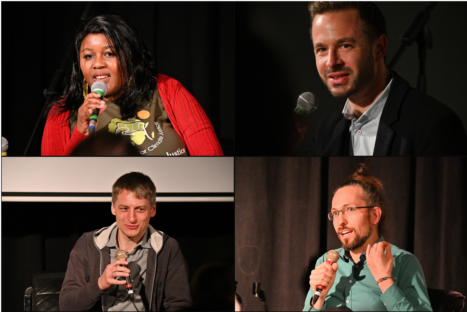 Pictures of the panelists: Juliet Gudhlanga, Joschka Philipps (Moderator), Philipp Sandner, and Jan Sändig.